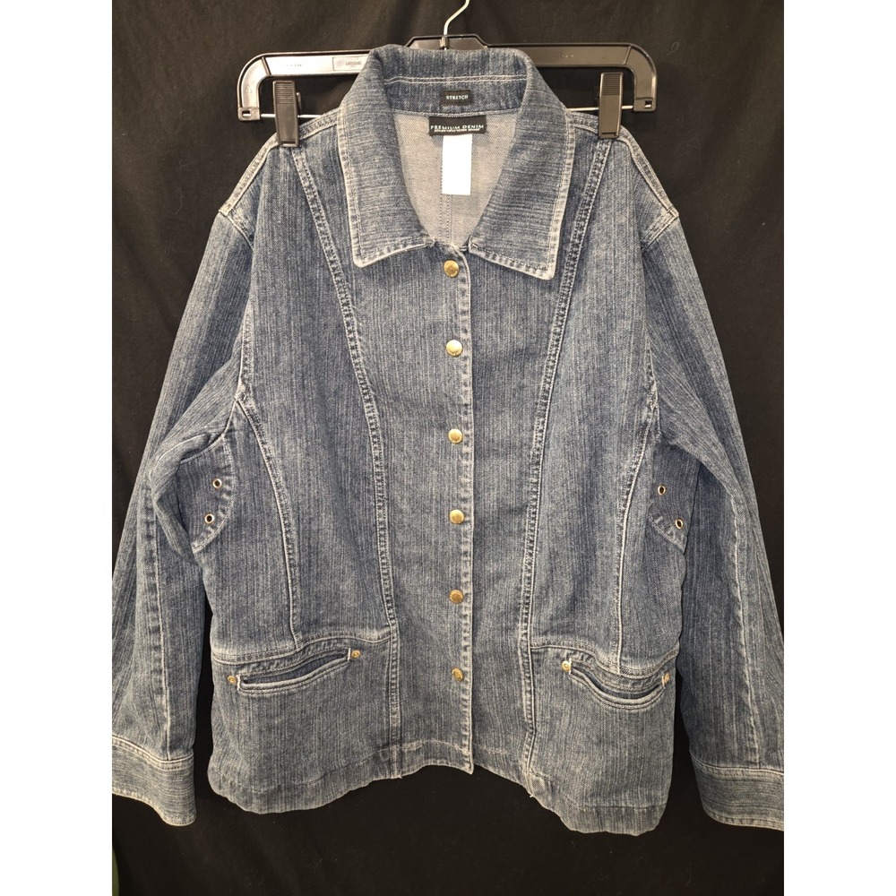 Jones New York Sport Jacket Women's 1X Blue Chore Coat Denim‎ Outdoors Classic